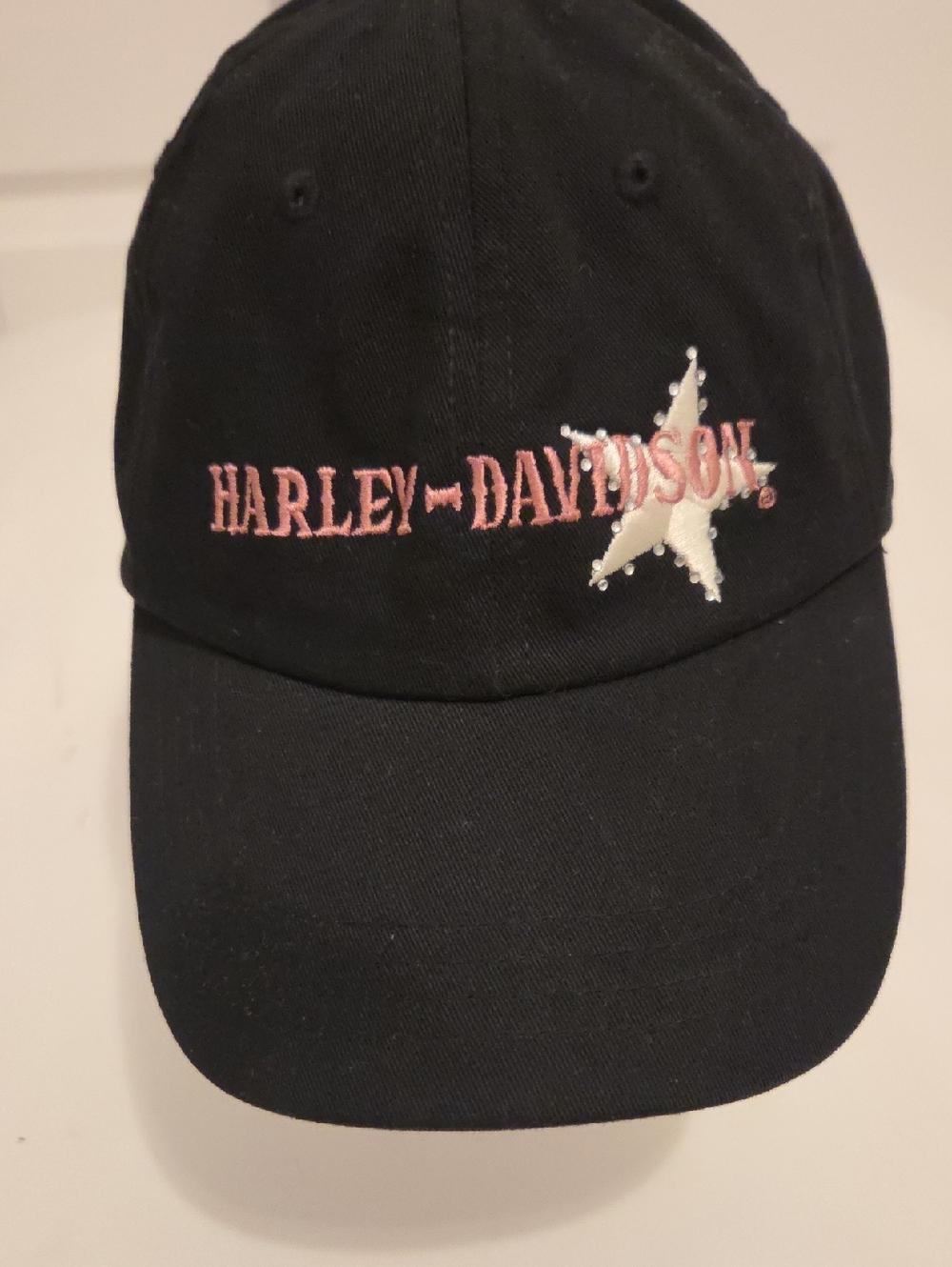 Harley-Davidson Black Cap with Pink Script and Cream Star
